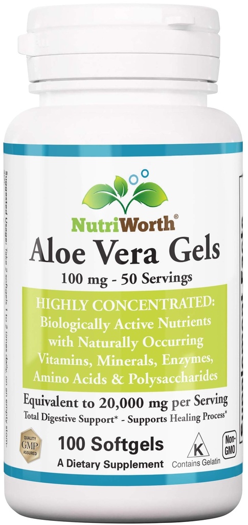Aloe Veraの補足(100のSoftgels)20,000mgの純粋なゲルのEquivalency - 有機アロエVeraと作られる