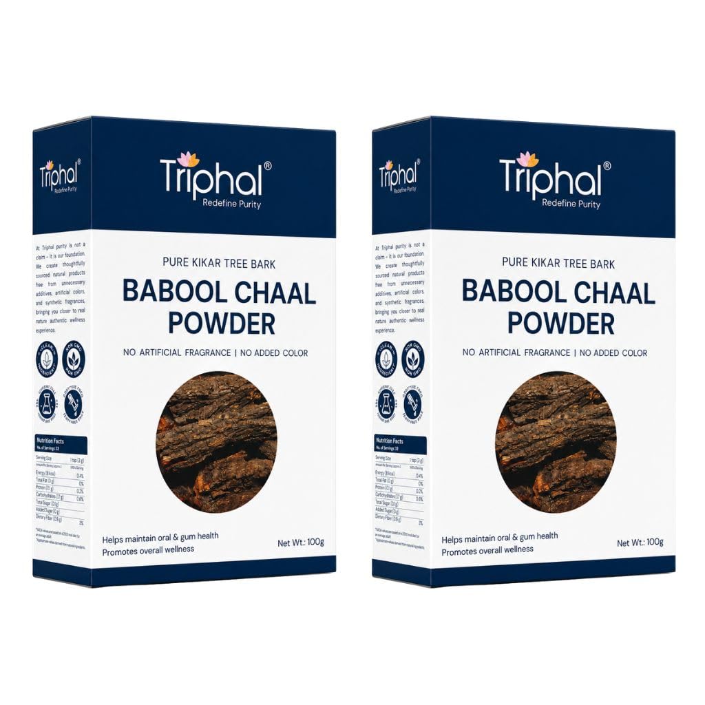 TRIPHAL Babool Bark Powder - 200g | Edible Grade Babul Chhaal Churna | Karuvelam Pattai/Kikar Chaal Churan | Natural and Pure | Preservative Free