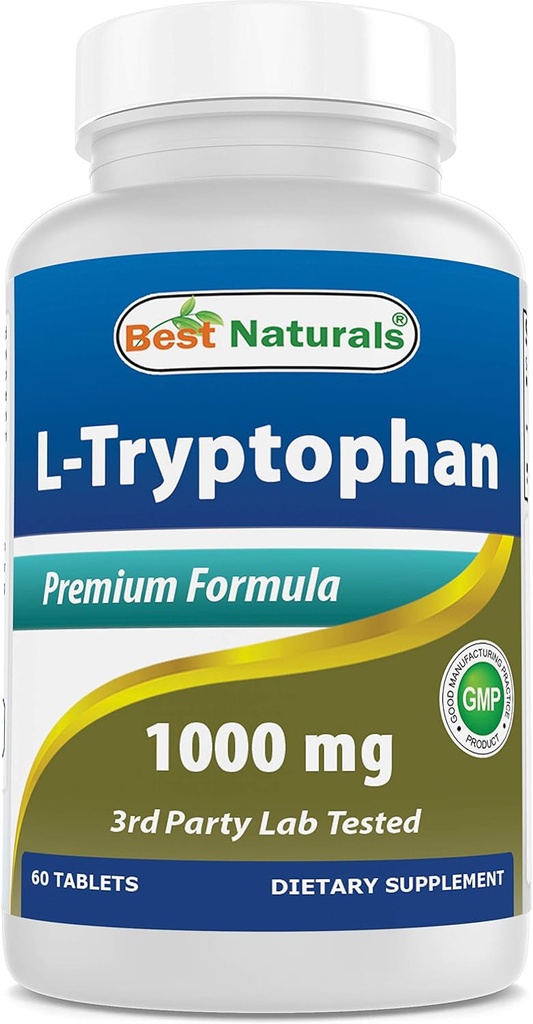 最高のNaturals L-Tryptophan 1000 mg 60のタブレット