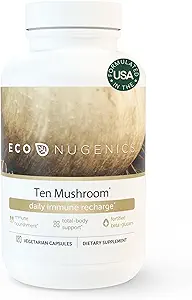 EcoNugenicsの10のマッシュルームの補足:毎日の免疫サポート、120のカプセル–ライオンのマネ、Reishi、Cordyceps、トルコの尾–エネルギー、ガットの健康、肝臓、腎臓、コレステロール及び向性脳サポート