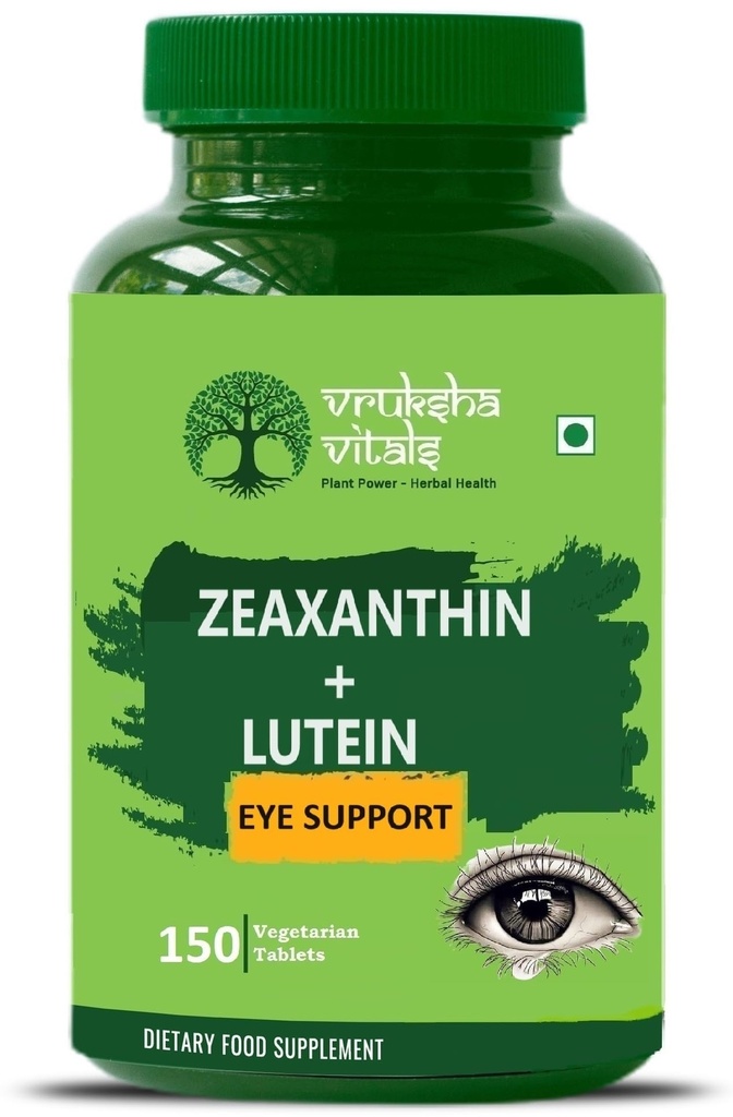 Vruksha Vitals Eye Support – Lutein and Zeaxanthin (100 mg) 150 Tablets/Capsules Supplement with Astaxanthin, Vitamin A, Vitamin C, Vitamin E, Bilberry, Beetroot and Carrot Extracts