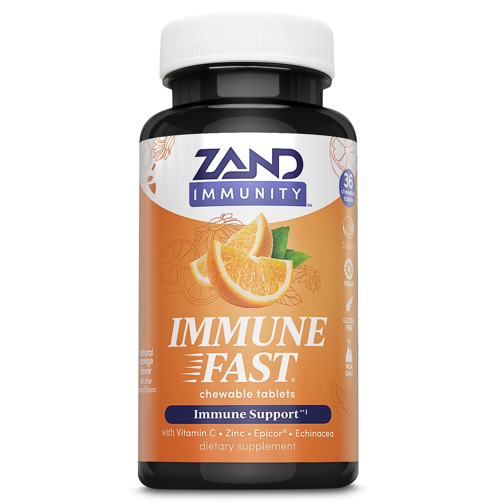 ZANDの免除の免除の速いゼスタイのオレンジChewables -免疫サポート補足w/Epicor発酵させたイースト、ビタミンC 1000mg、亜鉛、Echinacea -非GMO、ビーガン、グルテンフリー、60日の保証、10のサービング