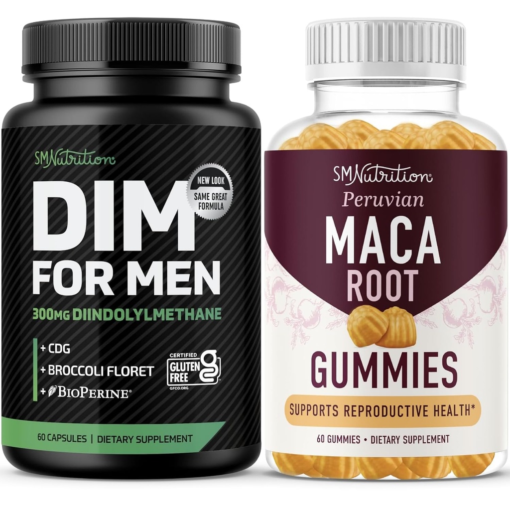 SMNutrition Maca Root Gummies & 300mg DIM テストステロンとパフォーマンスのサポートのための男性のためのサプリメント | 侵食する Maca Gummies 複合体 (30 人のためのダイムコンプレックスと (60 人前)
