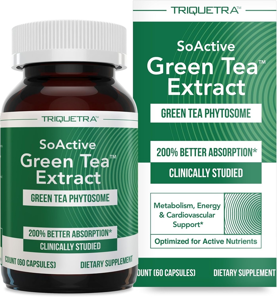 SoActive Green Tea™ Extract - Clinically Studied Green Tea Phytosome - Up to 200% Better Absorption & Bioavailability - Clinically Validated Dose - Supports Metabolism & Weight Management - 60 Caps