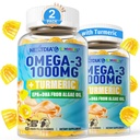 ビーガンオメガ3グミー1000mg +ターメリック - 大人のためのオメガ3魚油代替 - Algae DHA 600mg&EPA 300mg、ビタミンA、C、E、亜鉛&MSM、砂糖無料、120Cts