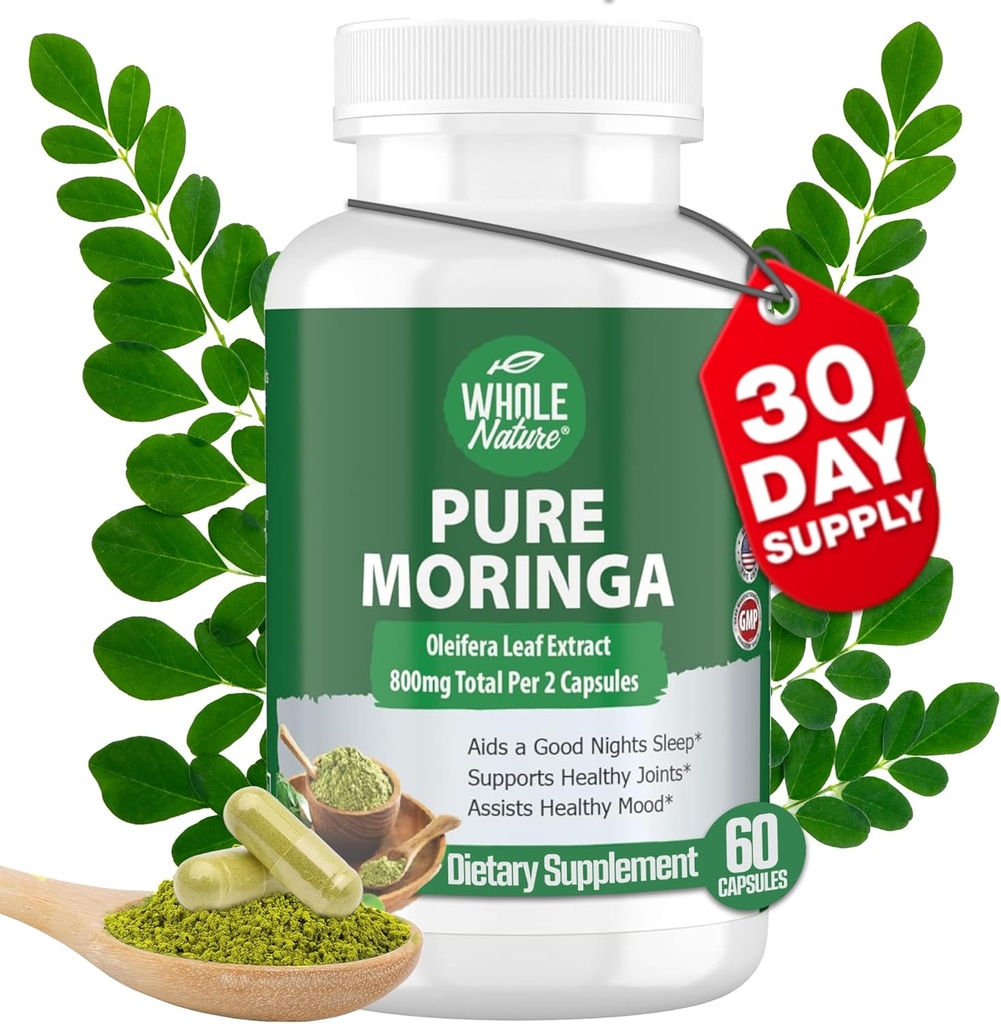 Moringa Capsules, 800mg Organic Moringa Oleifera Leaves Powder Superfood Greens Pure Moringa Pills is A Vegan, Non-GMO Energy Increase and Keep Healthy Supplement