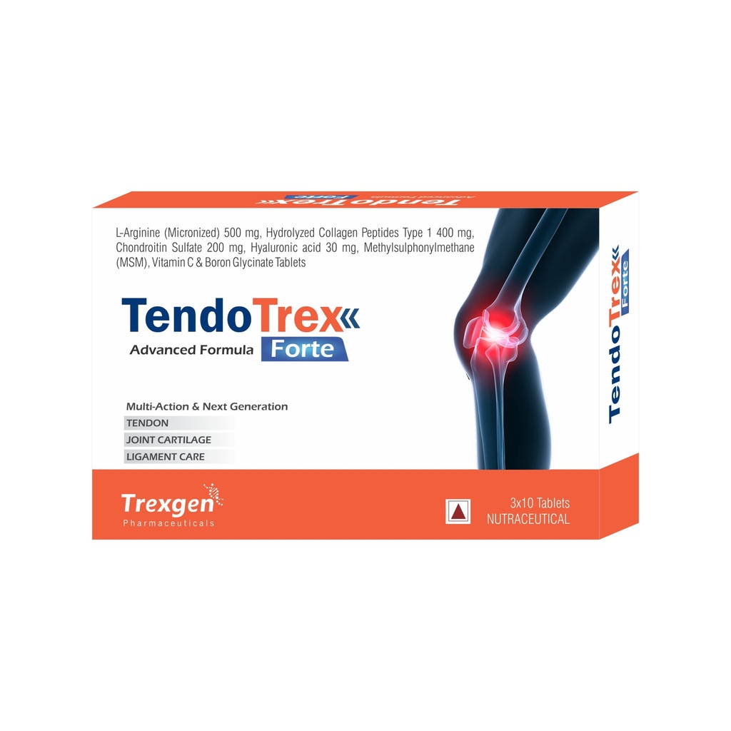 Trexgen TENDOTREX FORTE Advanced & Complete Tendon, Joint Cartilage & Ligament Care (Pack of 1 count, 30 capsules)