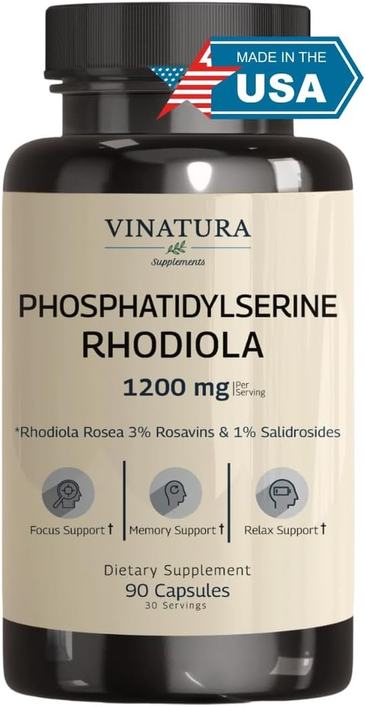 VINATURA PhosphatidylSerine 1200mg - Rhodiola Rosea、90カプセル30のサービングを使って