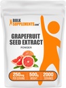 BulkSupplements.comグレープフルーツ種子エキスパウダー - グレープフルーツ種子サプリメント、抗酸化物質 - ハーブサプリメント、グルテンフリー、給餌あたり250mg、500g(1.1ポンド)(パッケージ1)