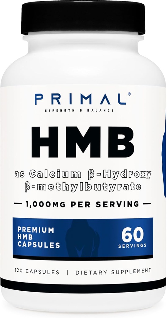 Primal HMB(1000mg、120カプセル) | Athleteフォーミュラ、グルテンフリー、非GMO、60サービング