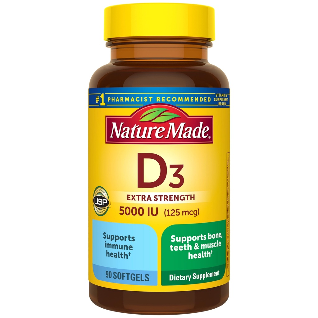 自然はビタミンD3 5000 IU (125のmcg)のSoftgels、骨および免疫の健康サポートのための余分強さのビタミンDの補足、90のSoftgels、90の日の供給をしました