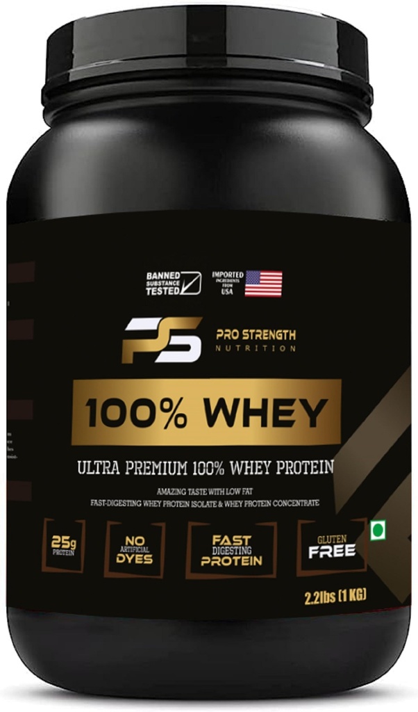 Whey Protein ProStrengh Nutrition (2.2 lbs/1kg) (33 Servings) (Double Rich Chocolate) | Boosts Strength & Endurance | Builds Lean Muscles | Fastens Muscle Recovery (Trikut Nutrition)