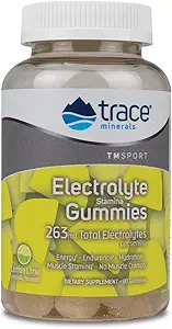 Trace Minerals Electrolyte Stamina Gummies - Convenient Electrolyte Supplement That Supports Hydration - Supports Optimal Energy - Muscle Stamina - Vegan - Lemon Lime - 90 Count (30 Servings)