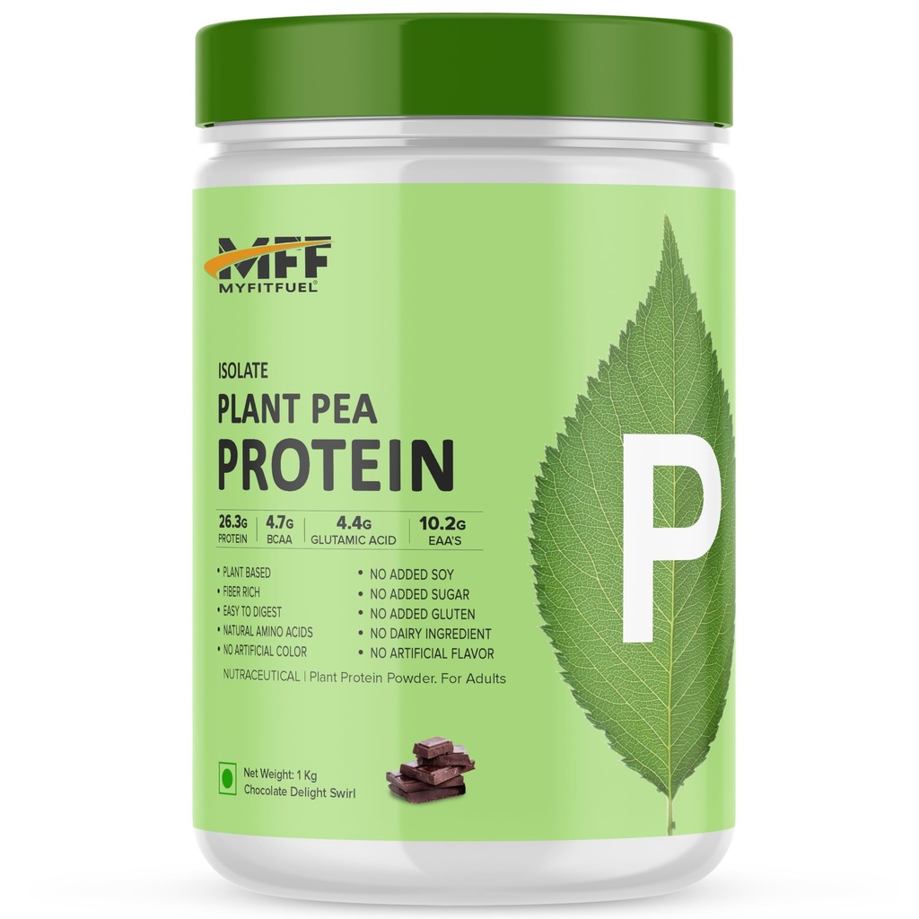 MyFitFuel MFF Plant Pea Protein 1 Kg (2.2 lbs) Chocolate Delight Swirl | Easy to Digest | Vegan Plant Protein Powder