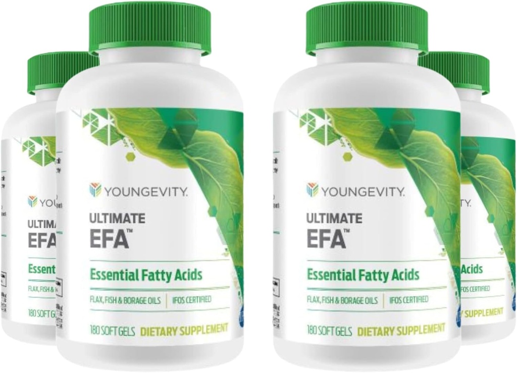 Youngevity Ultimate EFA - エッセンシャル脂肪酸の有機性ソース | オメガ3、6、および9 | ボラージュ、フラックス&フィッシュオイル製 | 180 カウント(パッケージ4)