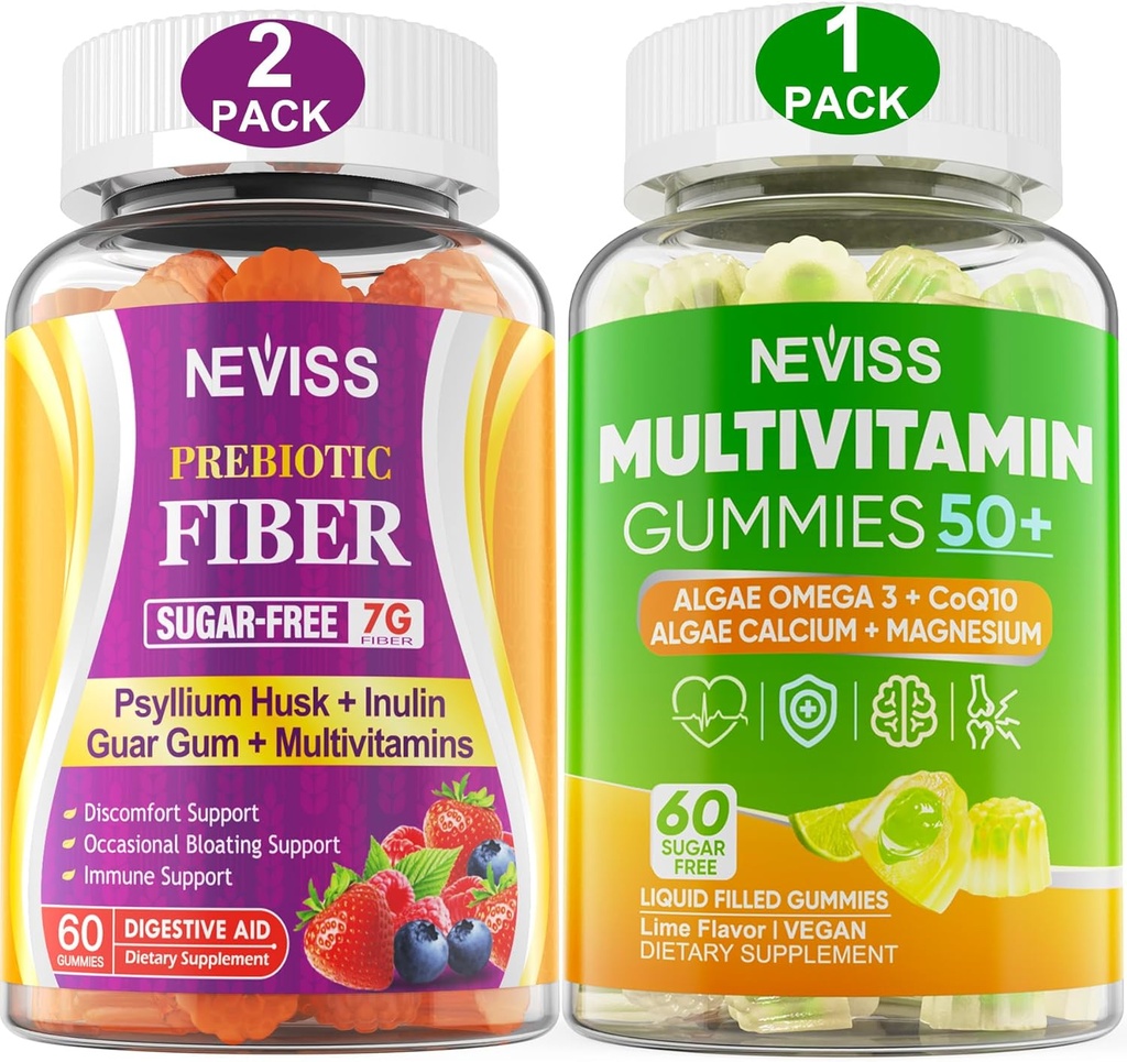 NEVISSバンドル - 女性&男性の50 +マルチビタミン1パックとプレバイオティックファイバー2パック