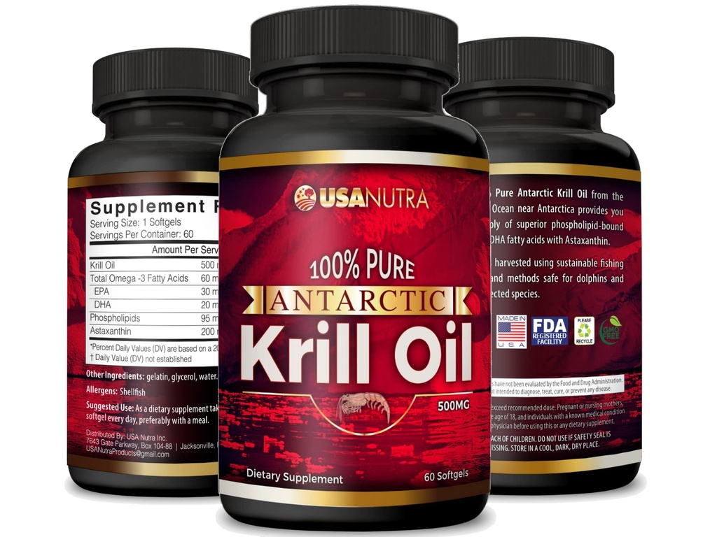 Omega-3 EPA DHAアスタキサンチン1000mg/日(2 Softgels)で100%純粋なアンサルティック・キルオイルSoftgels。 アメリカ製