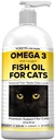 猫の皮膚とコートのためのノデンス天然魚油 - 100% 純粋なオメガ 3 ドアンダフ&ヘアボールのための魚油 - 猫のビタミンと関節炎症、免疫サポートと消化のための魚油の液体を補います