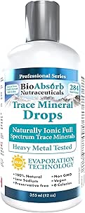 Bio Absorb Trace Mineral Drops. Heavy Metal Tested. 284 Servings of Organic Trace Minerals from Concentrated Utah's GSL Sea Water. 125mg of Ionic Magnesium (12 oz)