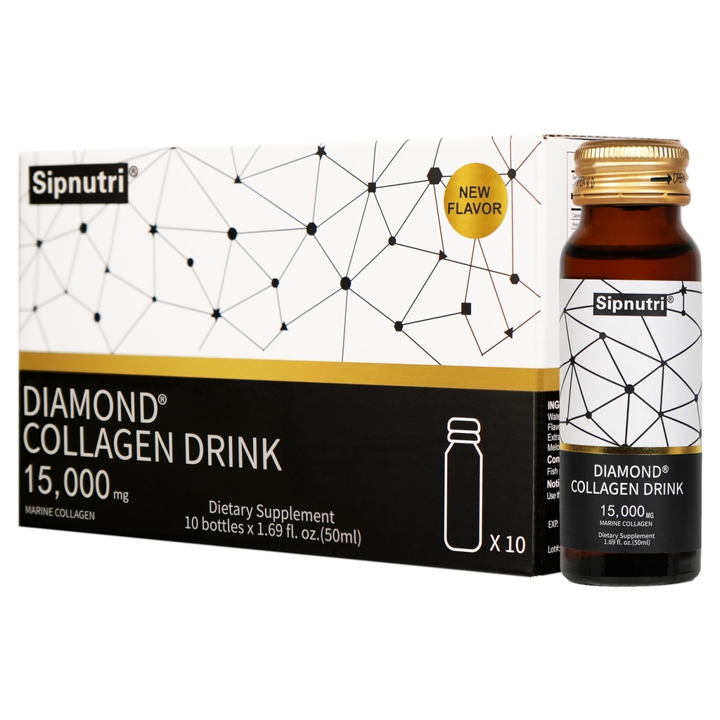ダイヤモンドの液体のコラーゲンの飲み物、15000のmgはビタミンC、ザクロ、健康な毛皮の釘の接合箇所のボンズ サポート、50のml x 10のびんが付いている海洋のコラーゲンのペプチッドに加水分解しました