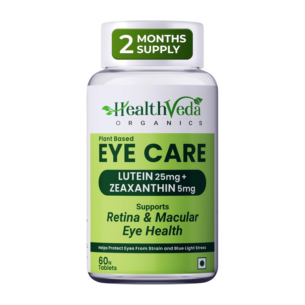 Health Veda Organics Eye Care Supplement 1000 mg | 60 Veg Tablets | Lutein & Zeaxanthin with Carrot Extract | For Men & Women