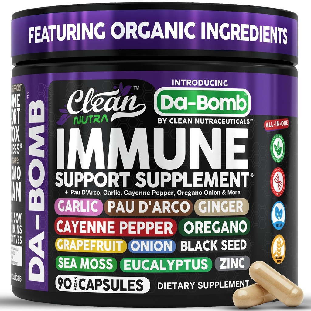 PAU D'Arco Garlic Cayenne Pepper Oregano Ginger Grapefruit Onion Black Seed Sea Mos ブラックペッパー 亜鉛 ユーカリ ビタミン C ビタミン D 有機サソップ クリーン ヌートラ
