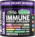 Organic Immune Support with PAU D'Arco Garlic Cayenne Pepper Oregano Ginger Grapefruit Onion Black Seed Sea Moss Black Pepper Zinc Eucalyptus Vitamin C Vitamin D Organic Soursop by Clean Nutra