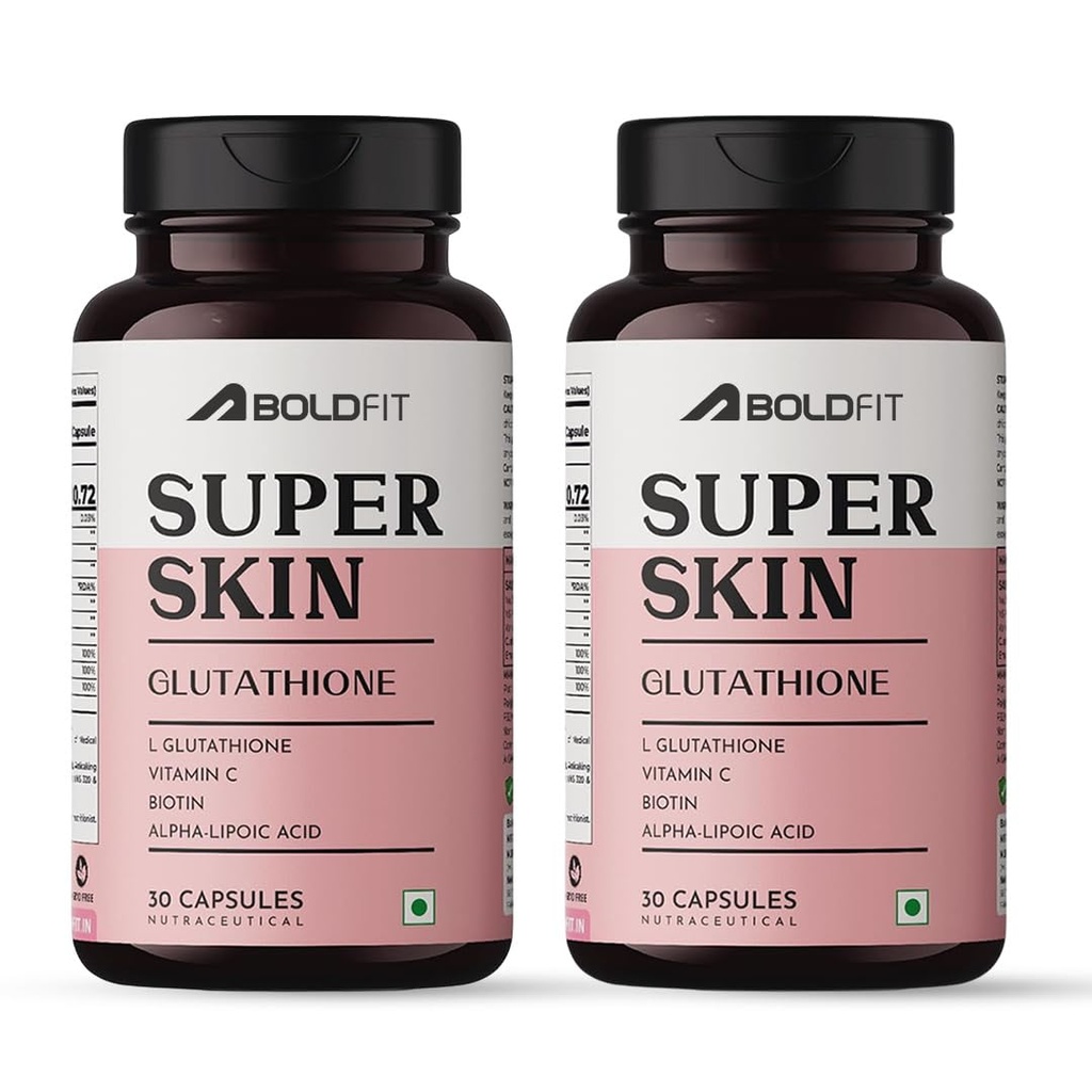 Boldfit Glutathione 400mg with Vitamin C & E, Biotin, Grape Seed Extract L-Glutathione Supplement for Women & Men for Skin Care, Immunity & Liver Detox – 60 Capsules