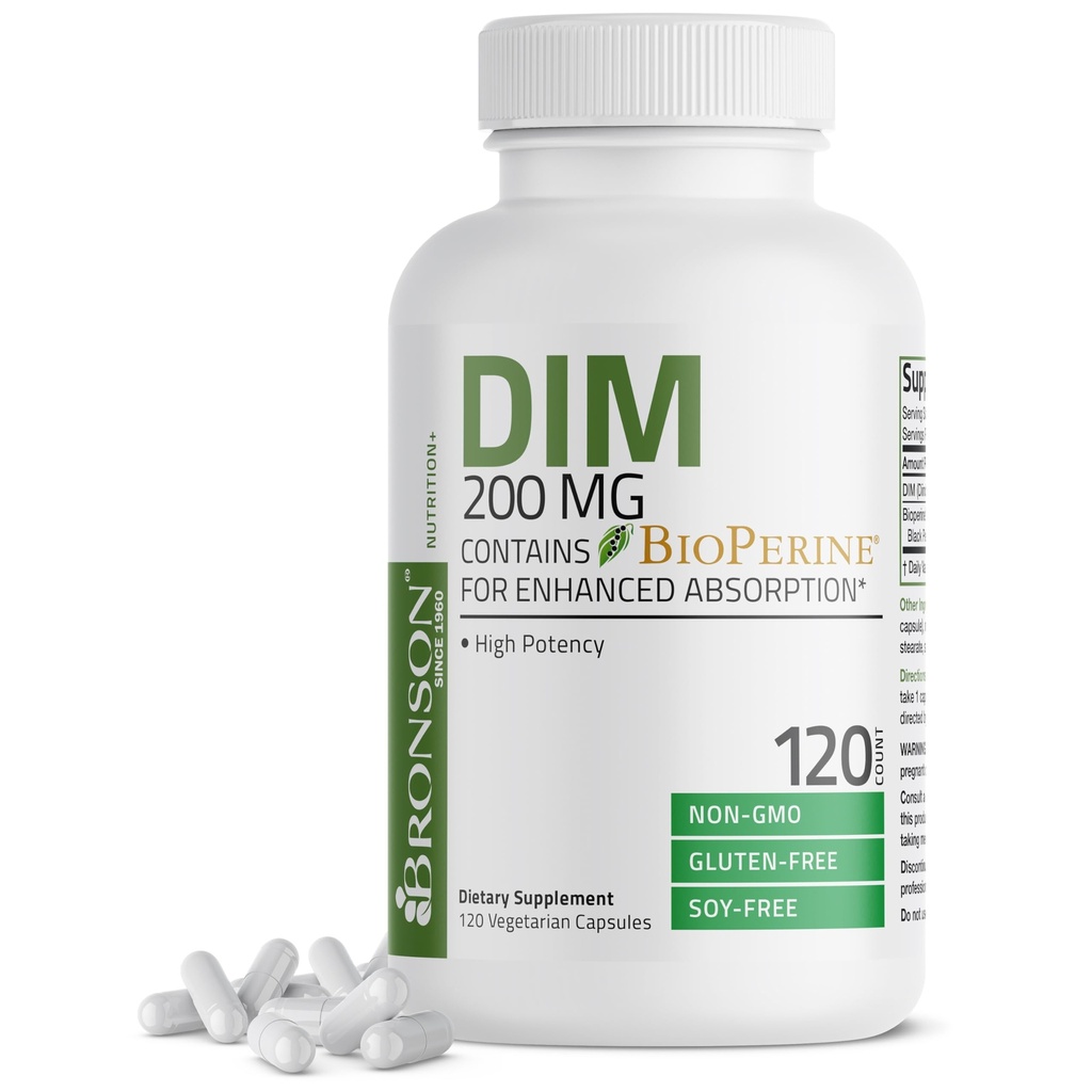 Bronson DIMの補足200のMGのDiindolymethaneおよび高められた吸収のためのBioPerine、エストロゲンのMetabolism及びバランスの取れたホルモンのレベル、120のベジタリアンのカプセルを維持します