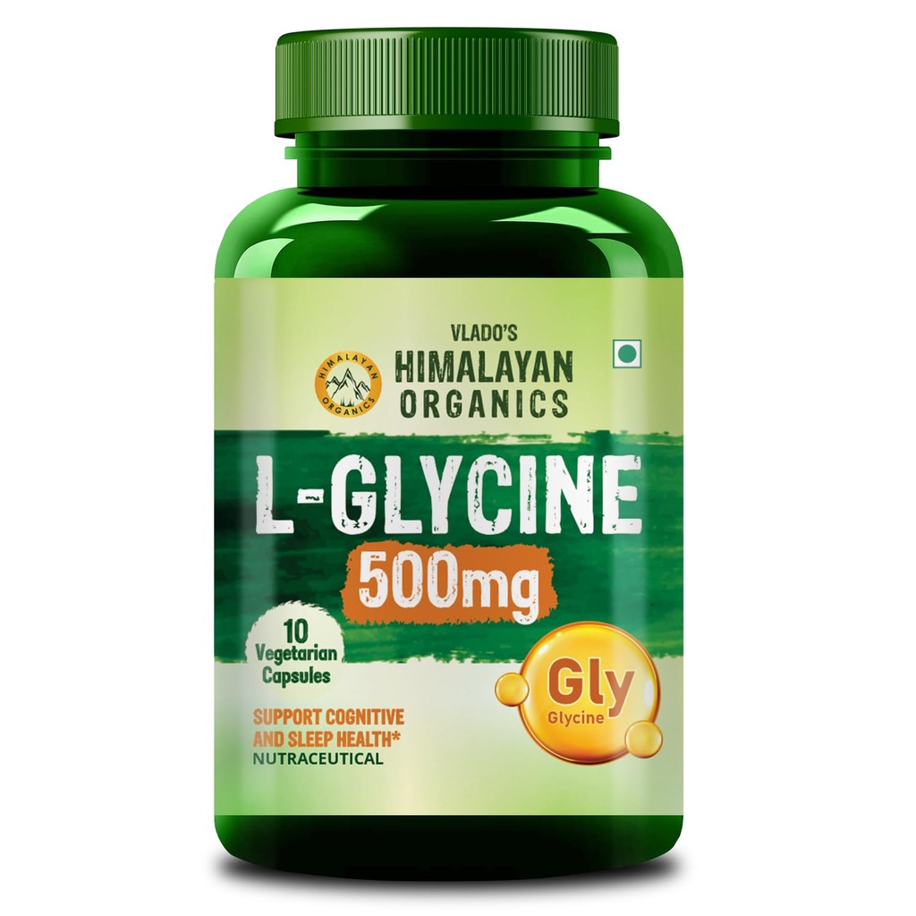 Vlado’s Himalayan Organics L-Glycine 500mg Supplement -10 Veg Capsules