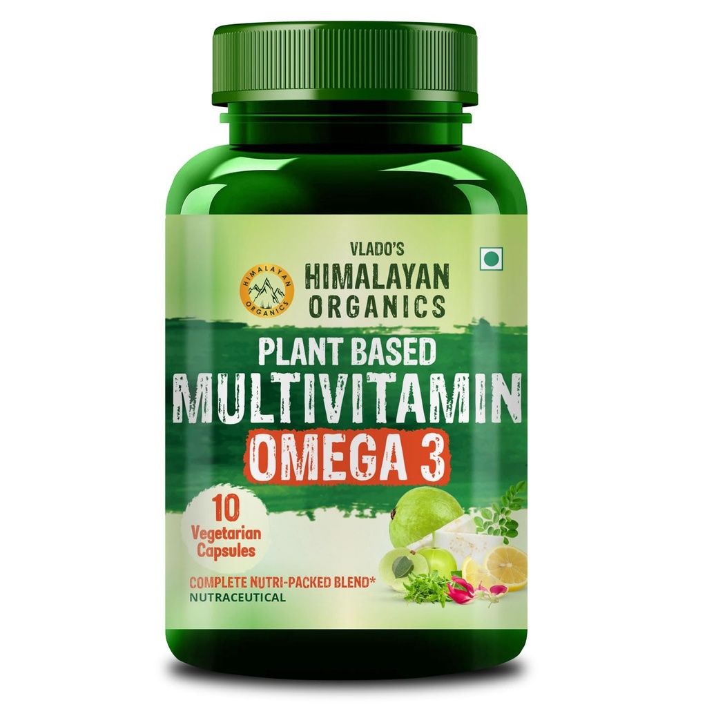 Vlado’s Himalayan Organics Vegan Omega-3 Capsules with plant based Multivitamin, 25+ Ingredients - 10 veg capsules