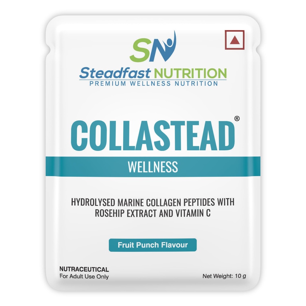 Steadfast Nutrition CollaStead Fruit Punch 300gm, 30 Sachets,Natural Marine Supplements Boost Skin Hair Bones Nail Health with Pure Collagen Peptides