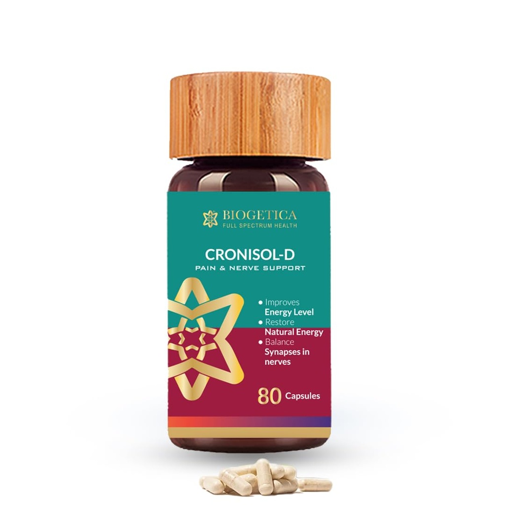 CRONISOL-D Pain & Nerve Support Supplement, Improves Energy Level, Balances Synapses, 80 Capsules