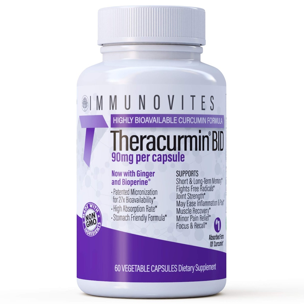 IMMUNOVITESのTheracurmin BID 300mg (帽子ごとのナノのクルクミン90mg。) [[1つのサービングごとの[600mg]]] -今w/Ginger及びBioperine (60ctのびん)