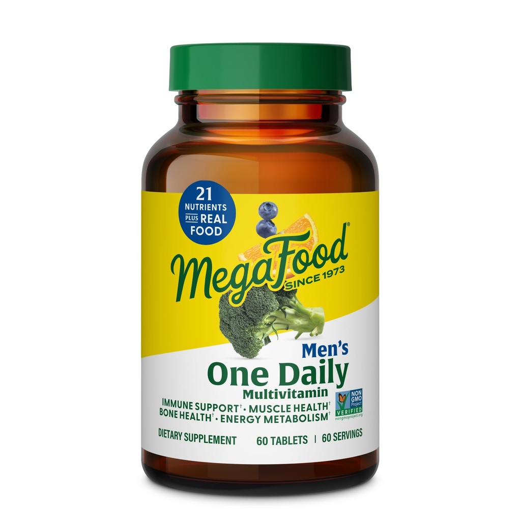 MegaFood 1毎日の男性マルチビタミン - 男性のためのマルチビタミンC、ビタミンD3&ビタミンB12 - 筋肉、エネルギー代謝と免疫サポート - ベジタリアン、グルテンフリー - 60錠、60便