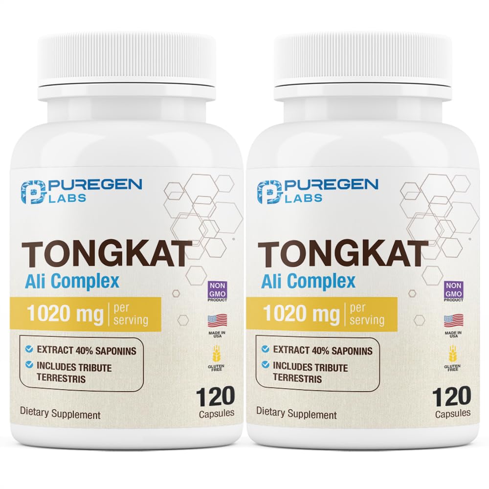 ピュアゲンラボ トンカット アリ抽出 200 から 1 男性用, 1020 mg のサービング, [高い効力] 合計 240 カプセル - 20 mg のTribulus Terrestris と男性の健康サポート | 非GMO, グルテンフリー, 米国製