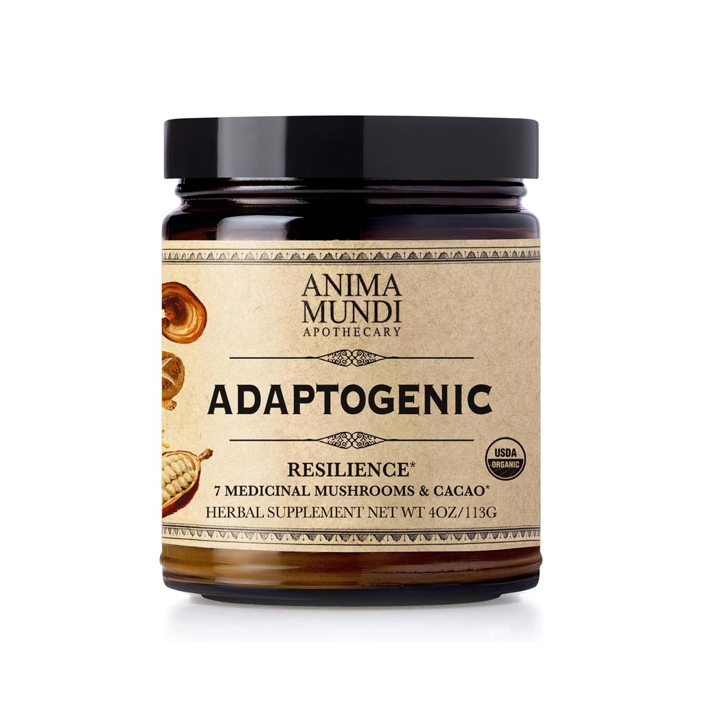 Anima Mundi Apothecary オーガニック キノコ サプリメント - 適応性キノコ + カカオ - 有機ライオンのマネ、椎茸、チャガ、その他 - コーヒー、紅茶&スムージーに追加 (4oz / 113g)