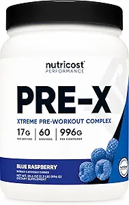 Nutricost Pre-X Xtremeプレワークアウトコンプレックスパウダー、ブルーラズベリー、60サービング、ベジタリアン、非GMO、グルテンフリー