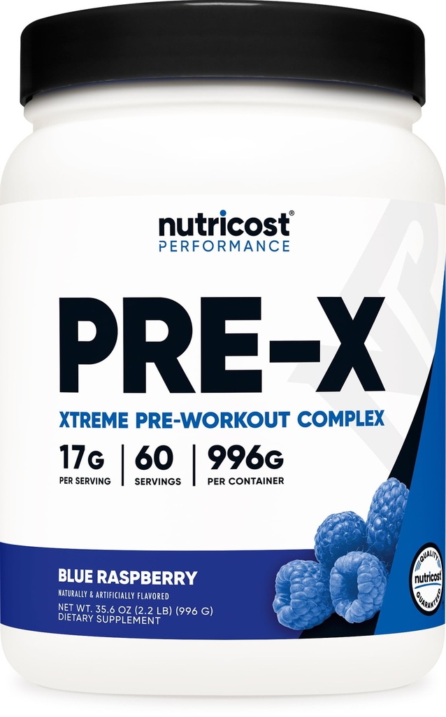 Nutricost Pre-X Xtremeプレワークアウトコンプレックスパウダー、ブルーラズベリー、60サービング、ベジタリアン、非GMO、グルテンフリー