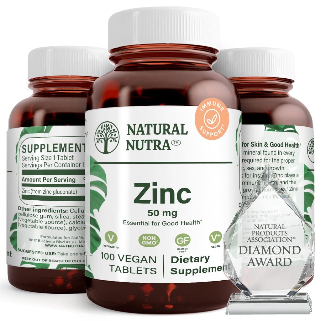 自然な Nutra 亜鉛は免疫サポートのための 50 mg の補足をグルコネートします。, 皮膚の健康を促進します。, フル & 風邪から消去を提供します。, ブースト学習 & メモリ, 味 & 臭いを強化します。, グルテンフリー 50 mg 100 ビーガン錠