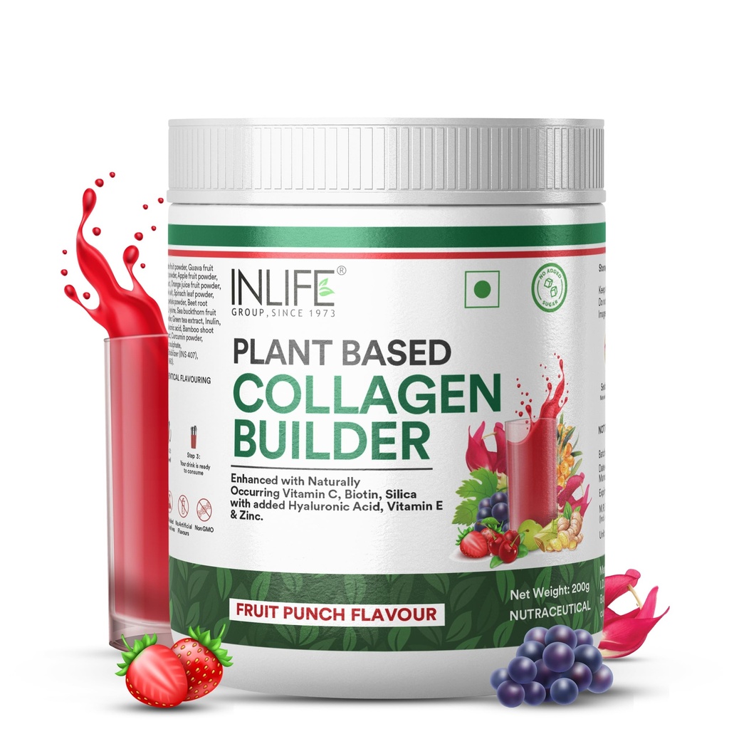 INLIFE Plant Based Collagen Builder Powder Supplement, Fruit Punch 200g