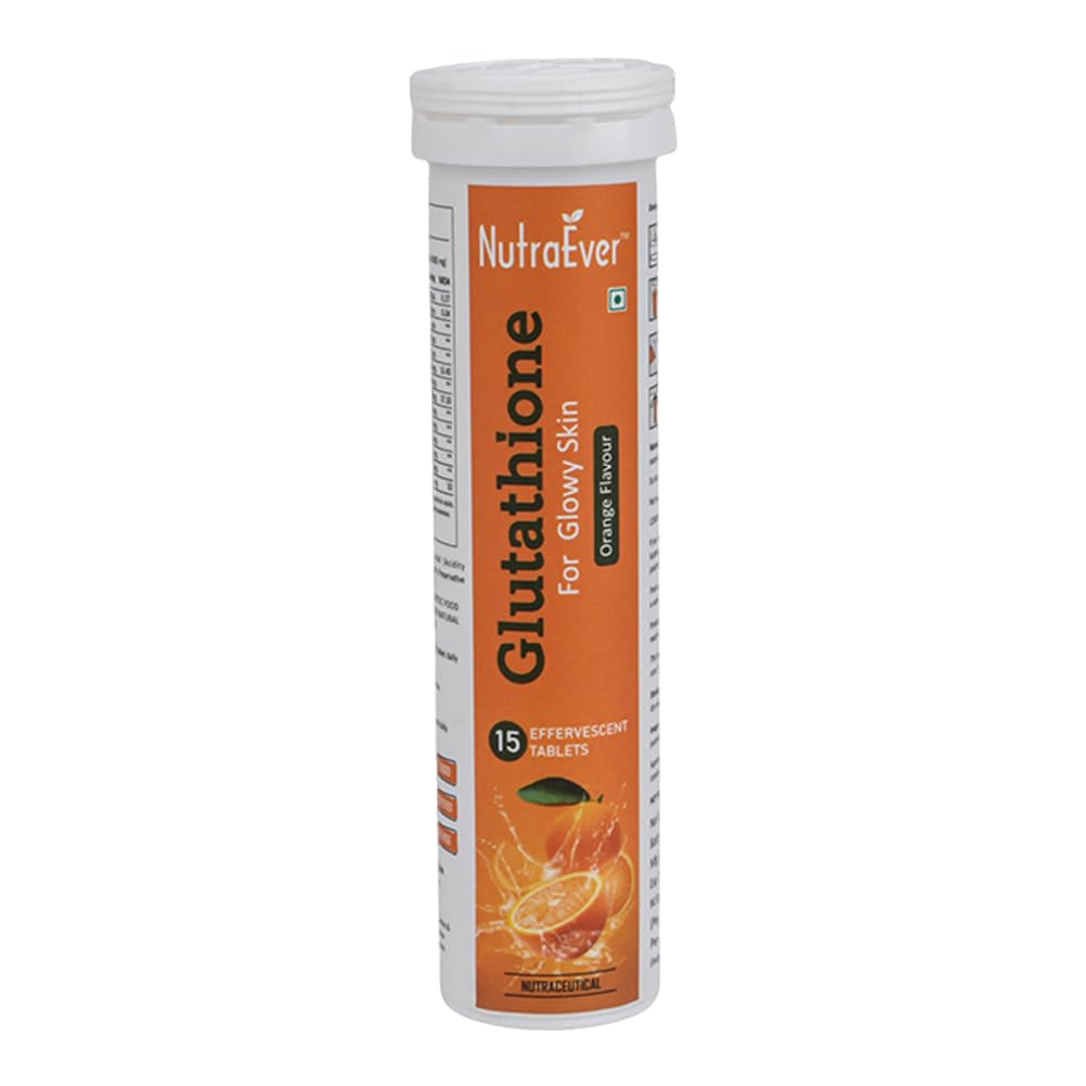 Glutathione Effervescent Tablets | Orange Flavour | Antioxidant Formula for Skin Radiance & Glowing Skin | Daily Wellness Drink | Easy-Dissolve Tablets | 15 Tablets Pack of-1
