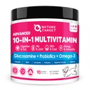 NATURE TARGET犬のビタミンパウダー、プロバイオティクス&グアット健康、グルコサミン&コンドロイチン&オメガ3、自家製犬のフード、ジョイント&スキン&免疫サポートの完全なサプリメント