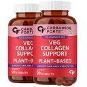 Carbamide Forte 100% Veg Collagen Builder, 90 capsules | Plant Based Collagen Support Supplement for Skin & Hair (Pack of 2), 1 count