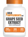 BulkSupplements.com ブドウ種子エキスカプセル - 抗酸化サプリメント, ブドウ種子エキス 200mg - ビーガン&グルテンフリー, 1 便あたりのカプセル, 365 野菜カプセル (パック 1)