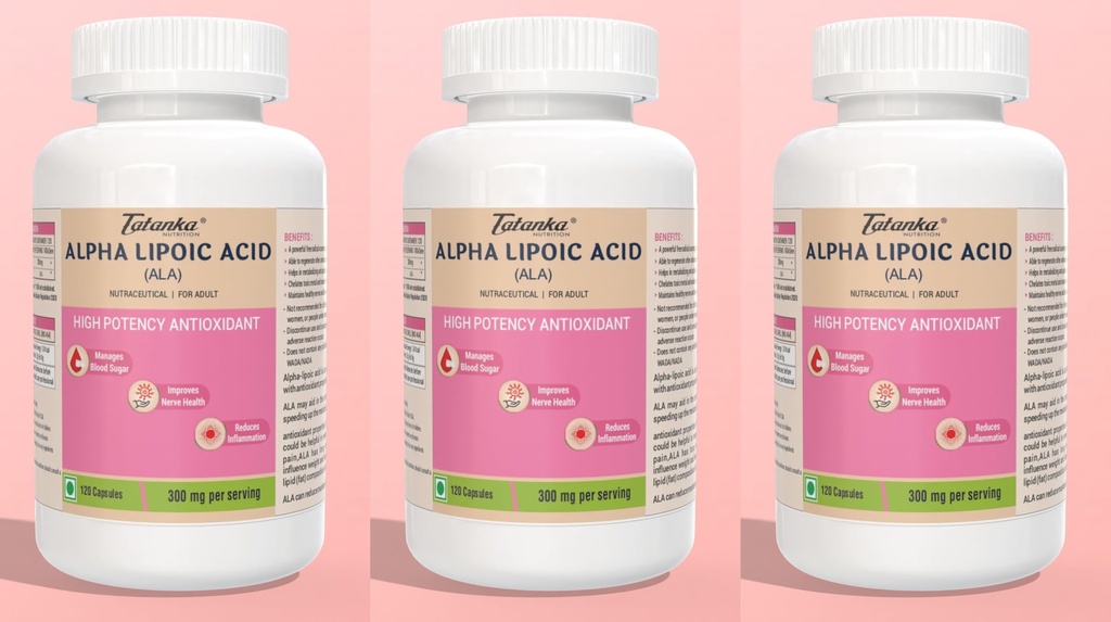 Alpha Lipoic Acid Ala Capsules | Antioxidant Support for Energy & Overall Health| 300mg Per Capsule (120 Capsules) Pack of - 3