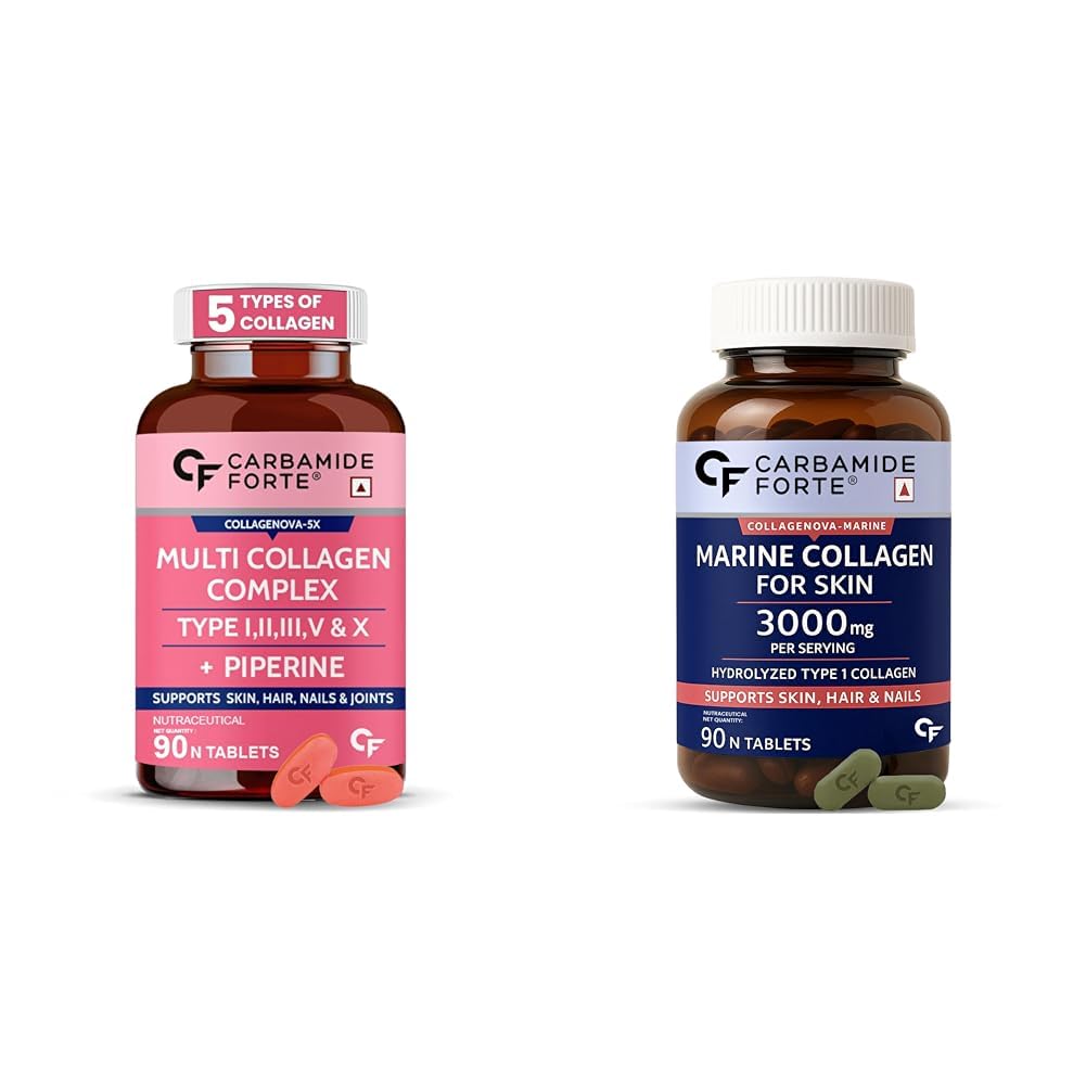Carbamide Forte Collagen 20g & Hydrolyzed Marine Collagen Supplements Type 1-90 Tablets