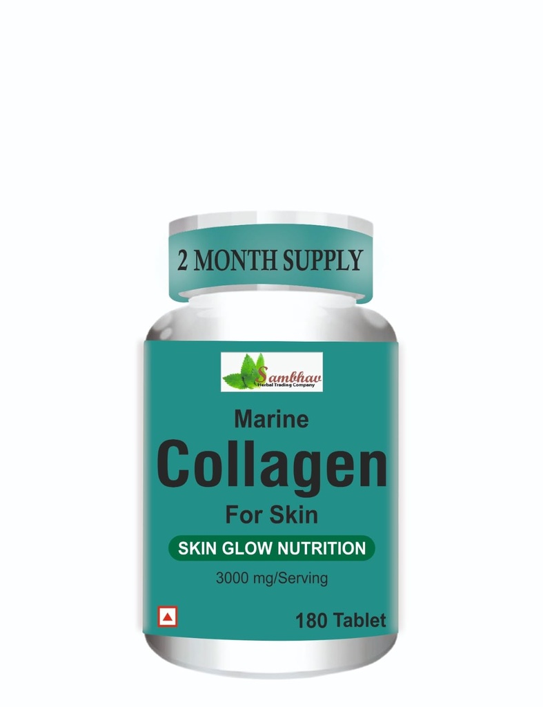 Sambhav Marine Collagen for Skin Glow | 3000mg per Serving | 180 Tablets | Collagen Supplement for Healthy & Radiant Skin