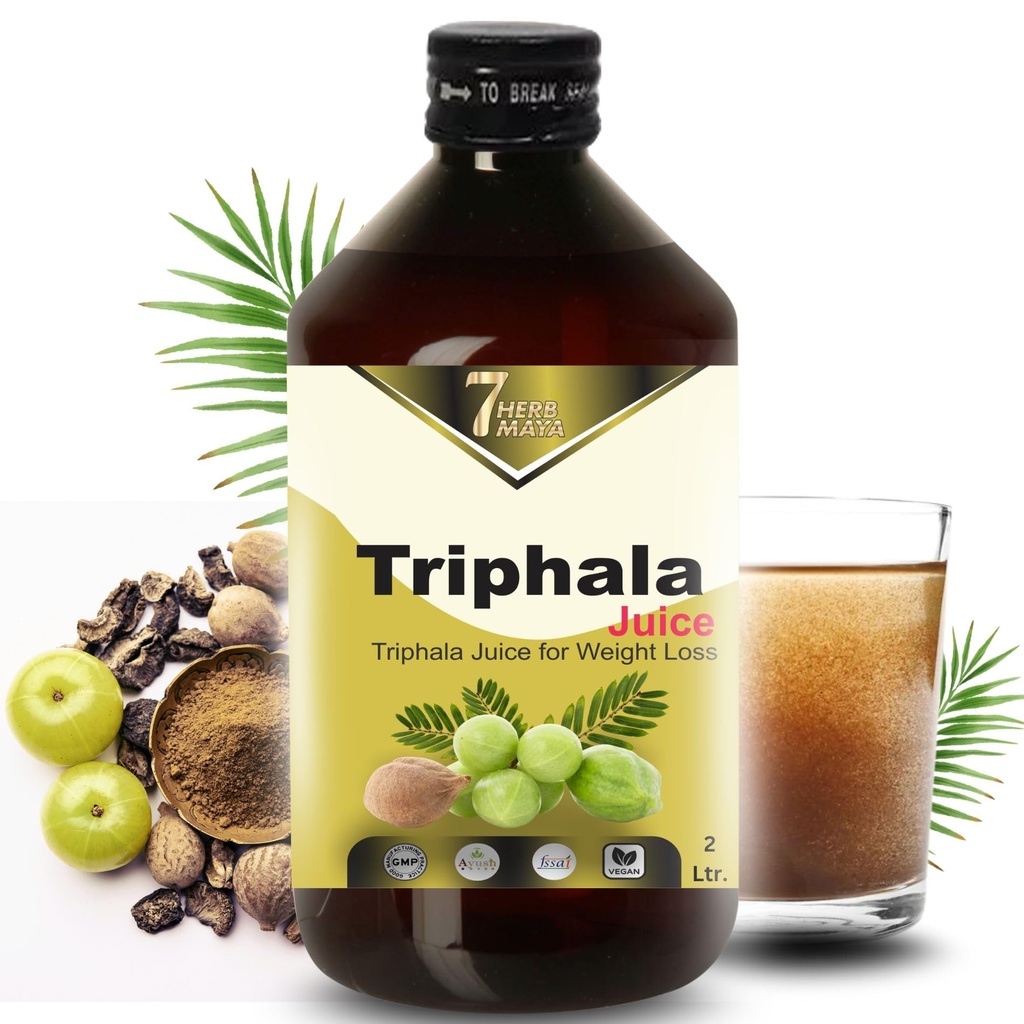 7Herbmaya Triphala Juice | Cold-Pressed Amla, Harad & Baheda | Ayurvedic | No Added Sugar | Natural Herbal Juice for Daily Gut Wellness & Antioxidant Support (2 Litre)