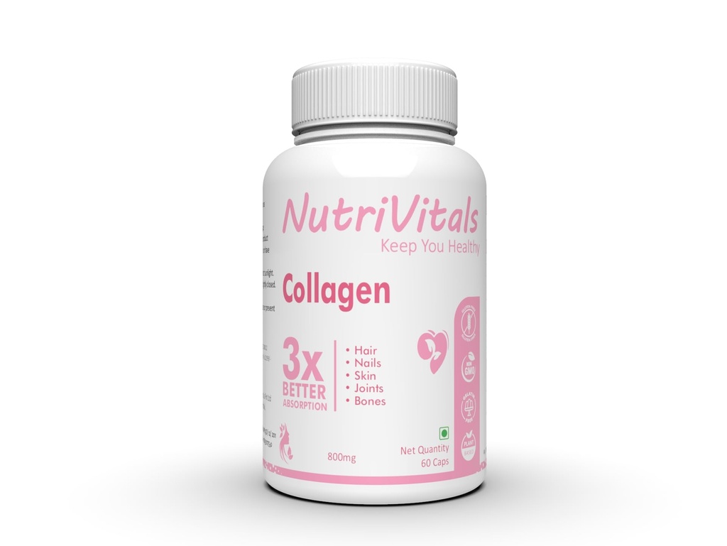 Potentvalley Collagen Supplements - Dietary Capsules for Promote Radiant Skin, Stronger Hair, Healthier Nails, and Support Joint and Bone Health - 60 Capsules